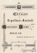 Catalog der Orgelbau-Anstalt