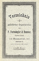 Verzeichnis gelieferter Orgelwerke von P. Furtwängler & Hammer